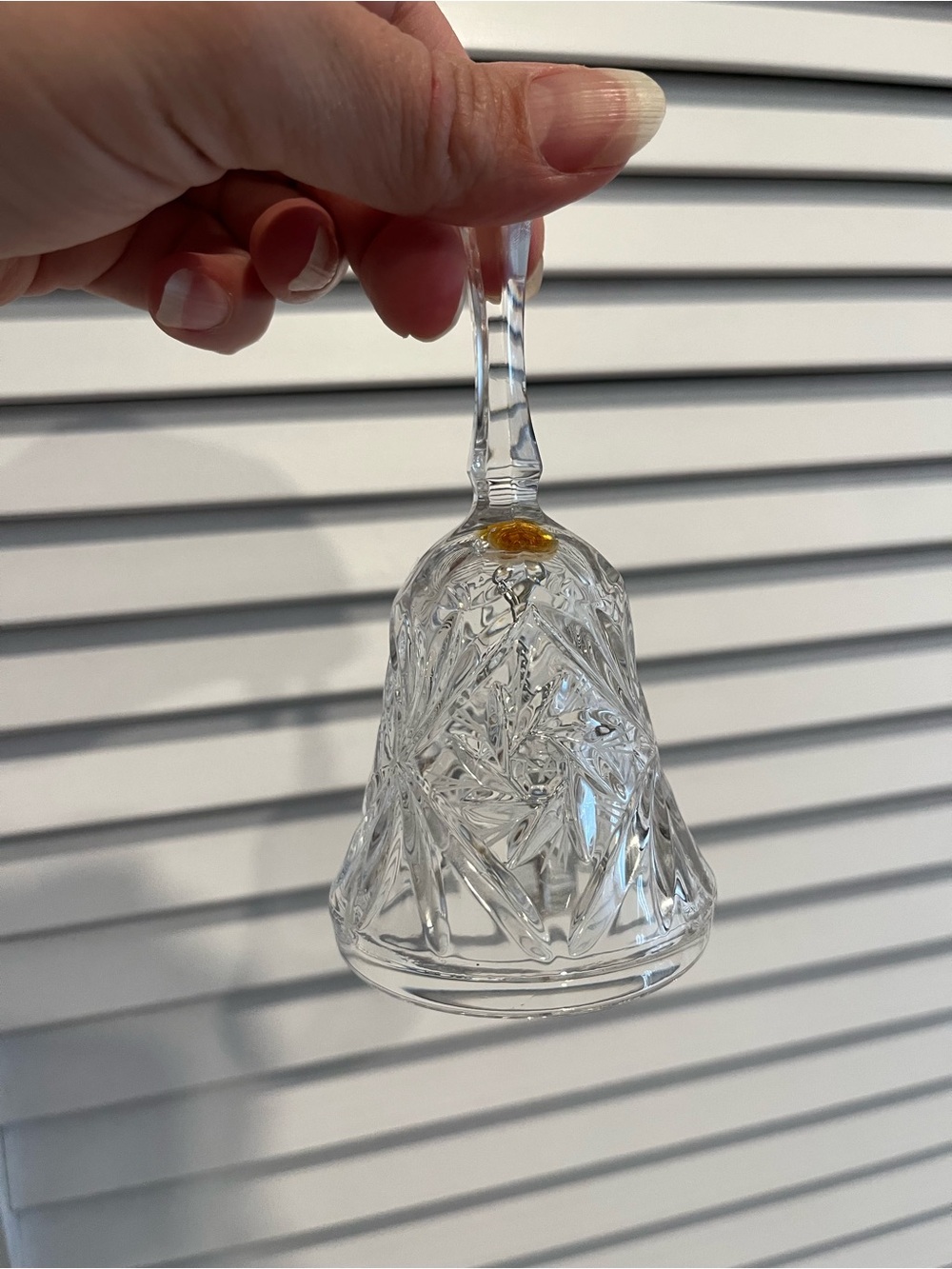 Vintage Cut Lead Crystal Dinner Bell Pinwheel Starburst Sunburst Pattern